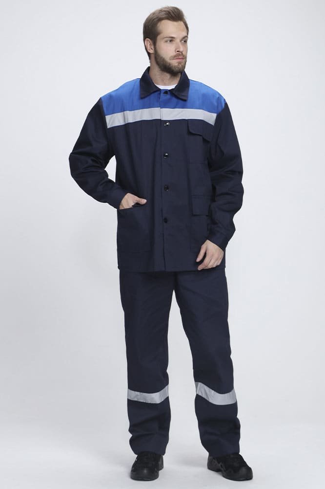 Костюм Производственник СОП (тк.Саржа,230) брюки, т.синий/васильковый