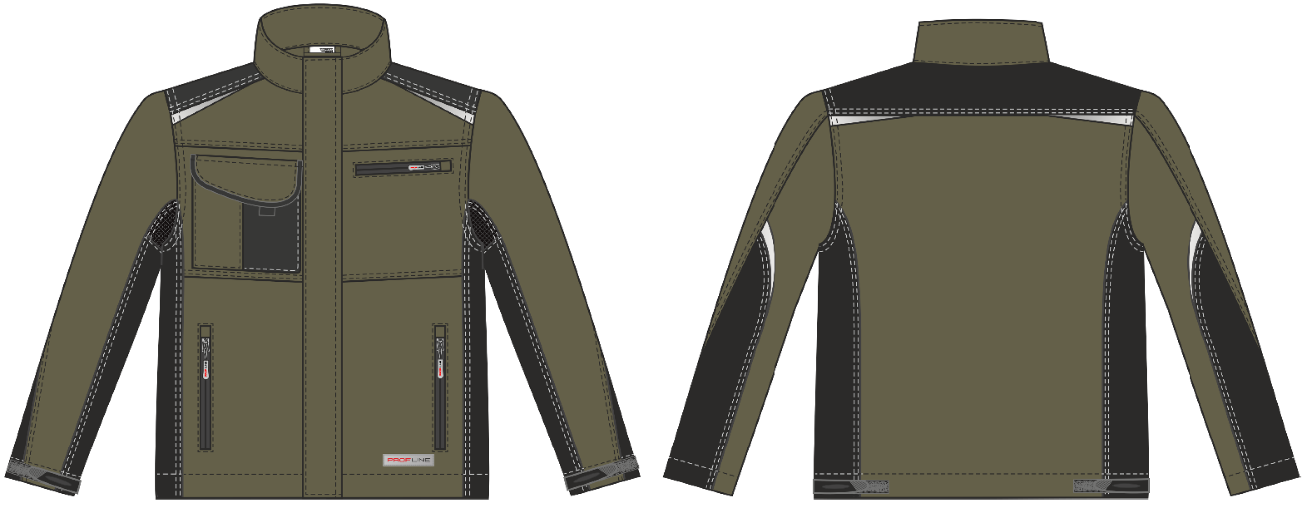 Куртка ProfLineLeader (тк.Хлопок/Спандекс,260), хаки/черный