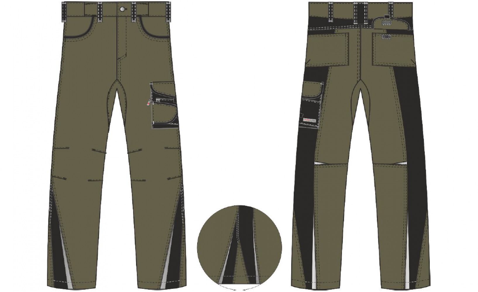 Брюки ProfLineLeader (тк.Хлопок/Спандекс,260), хаки/черный