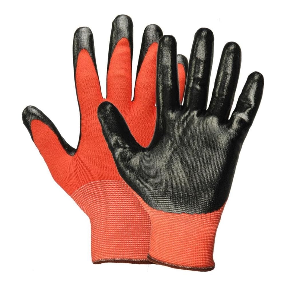 Перчатки нейлоновые с нитриловым покрытием, красно-черные