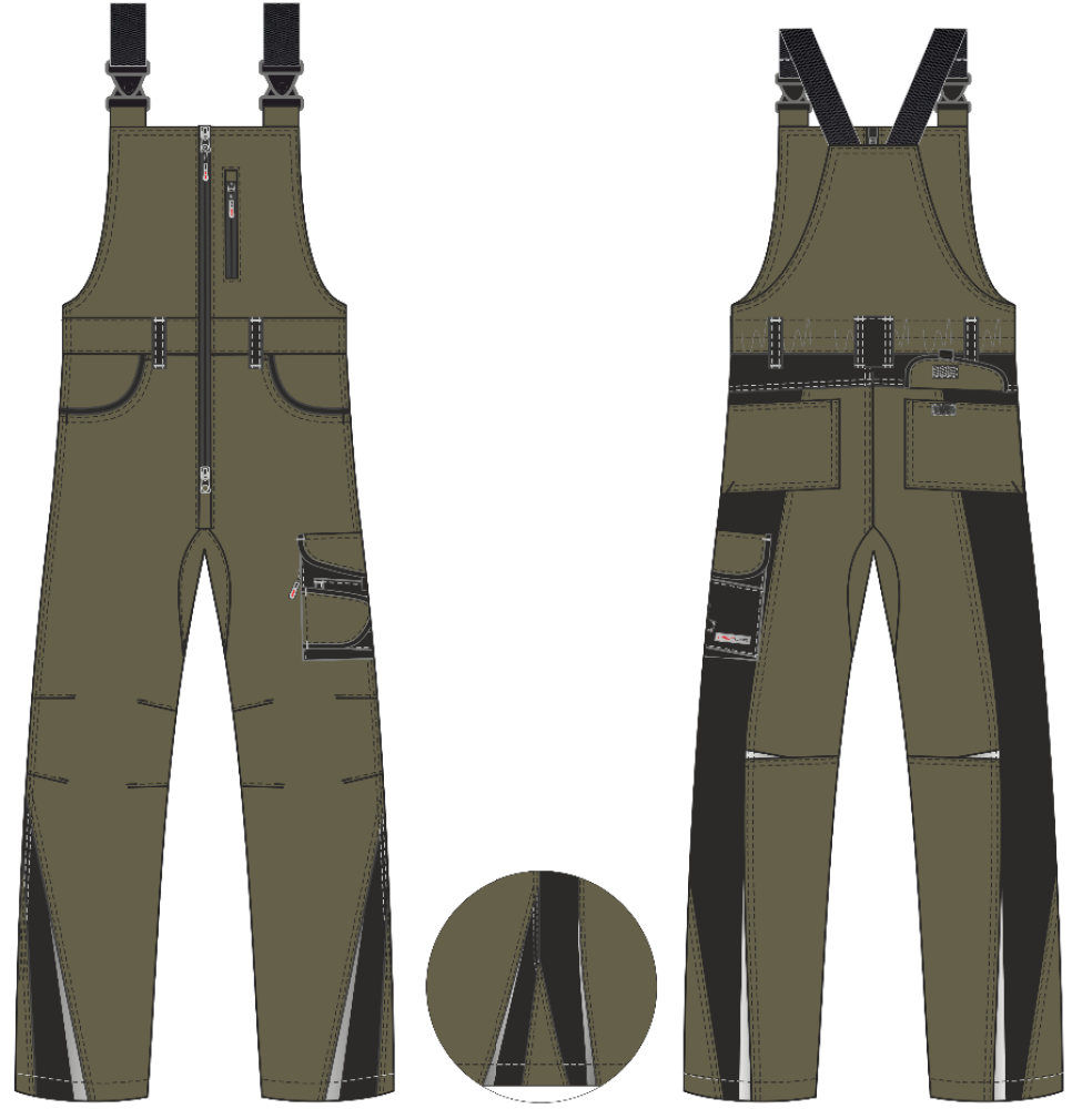 Полукомбинезон ProfLineLeader (тк.Хлопок/Спандекс,260), хаки/черный