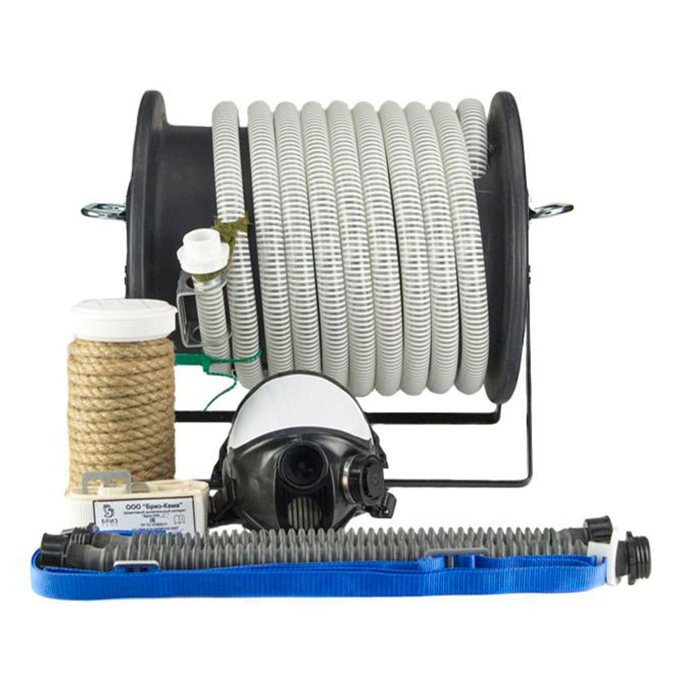 Противогаз шланговый Бриз-0303 (ПШ-10Б) шланг ПВХ (барабан пластик.) с 1 маской ППМ