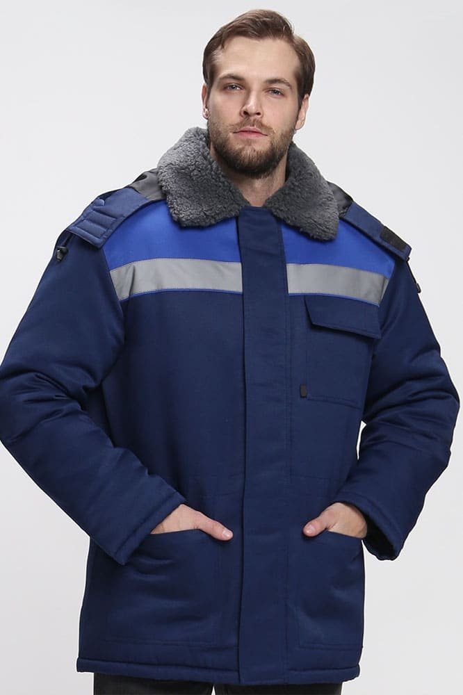 Куртка зимняя Бригада NEW (тк.Смесовая,210), т.синий/васильковый