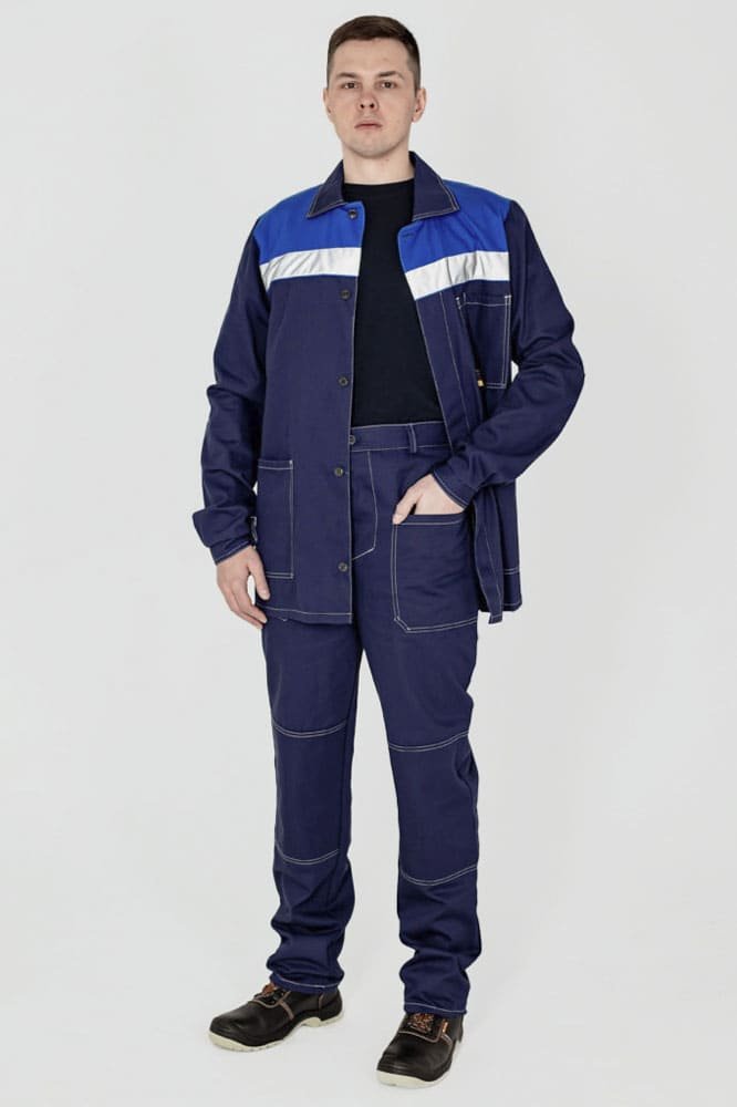 Костюм Техник СОП (тк.Саржа,250) брюки, т.синий/васильковый