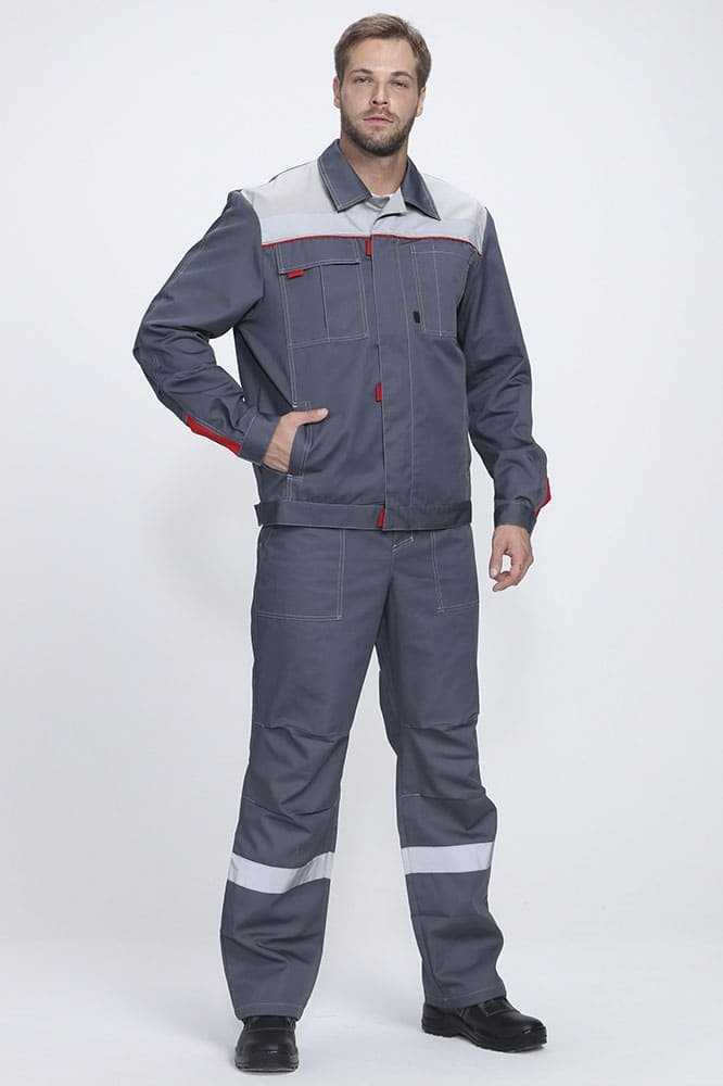 Костюм Фаворит-2 Премиум СОП IMP (тк.Смесовая,240) п/к, т.серый/серый/красный