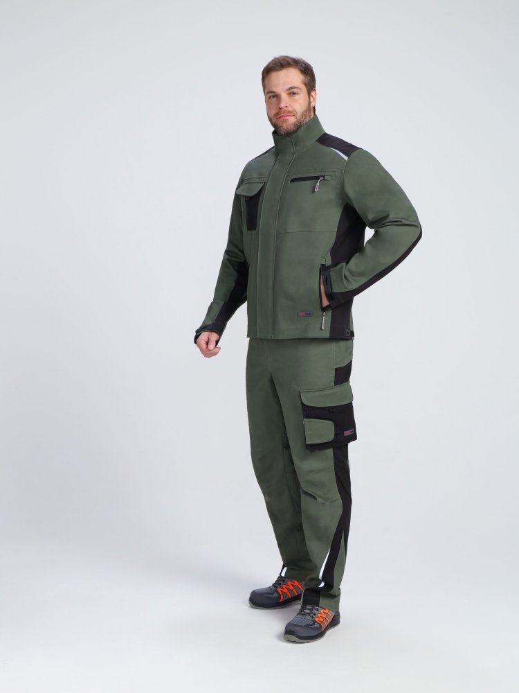 Костюм ProfLineLeader-2 (тк.Хлопок/Спандекс,260) п/к, хаки/черный