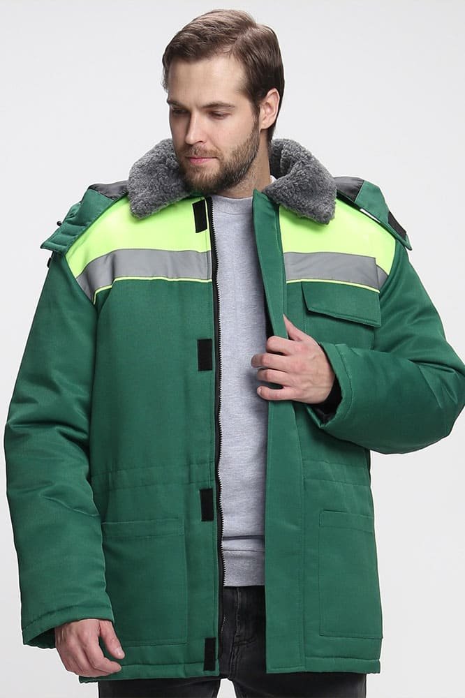 Куртка зимняя Бригада NEW (тк.Смесовая,210), зеленый/лимонный