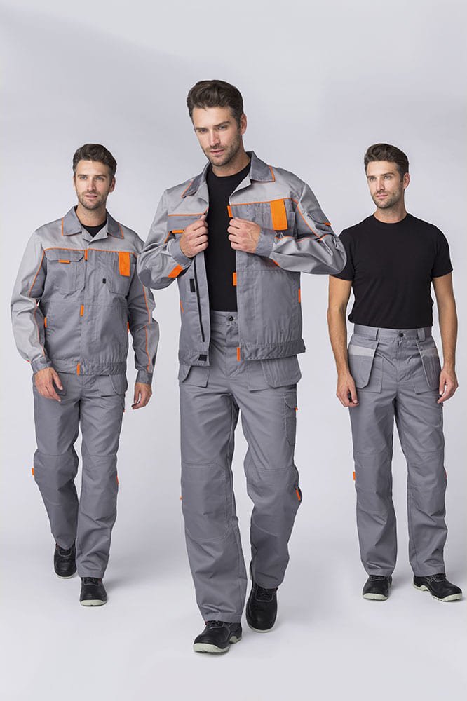 Костюм Союз-Профессионал-1 CH (тк.Смесовая,240) брюки, серый/св.серый/оранжевый