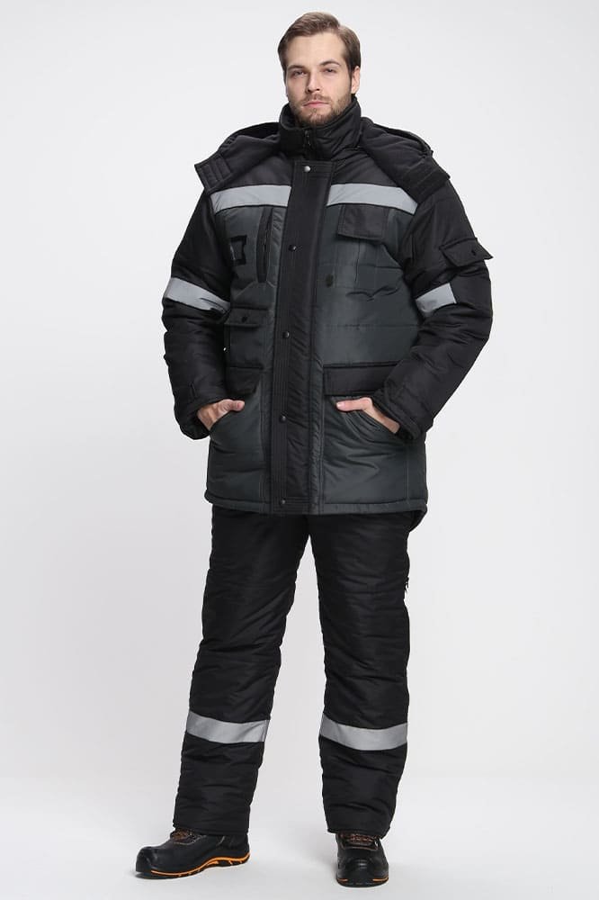 Костюм зимний Беркут СОП CH (тк.Таслан) п/к, черный/т.серый