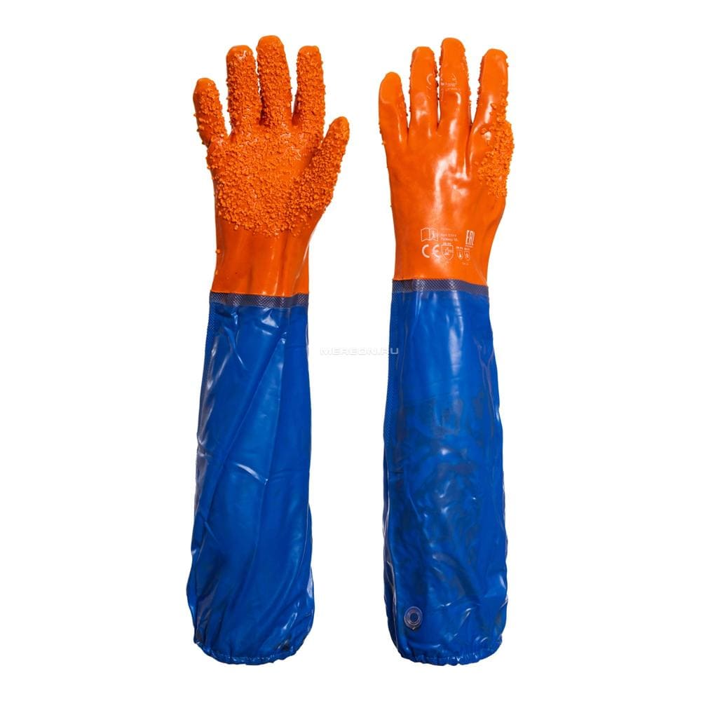Перчатки Рыбообработчика ПВХ с крошкой, с нарукавниками