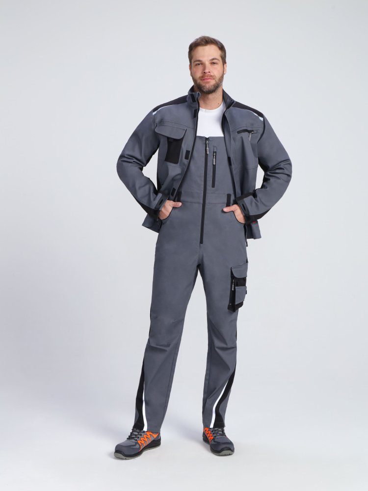 Костюм ProfLineLeader-2 (тк.Хлопок/Спандекс,260) п/к, серый/черный