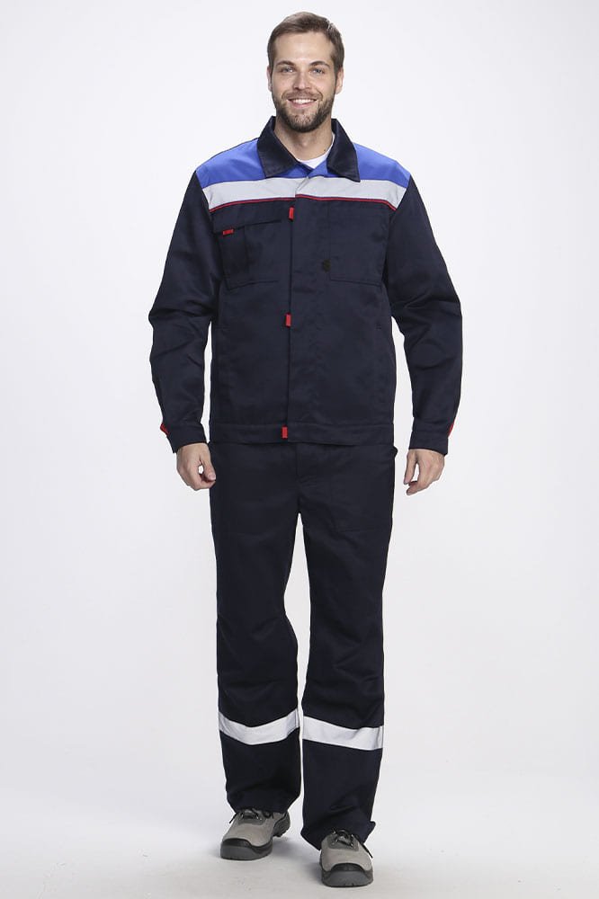 Костюм Фаворит-1 СОП усиленный IMP (тк.Смесовая,210) брюки, т.синий/васильковый/красный