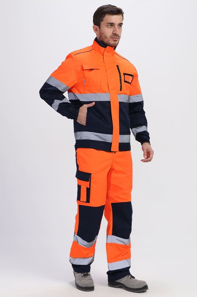 Костюм сигнальный ProfLine Specialist-1 (тк.Смесовая,240) брюки, оранжевый/т.синий