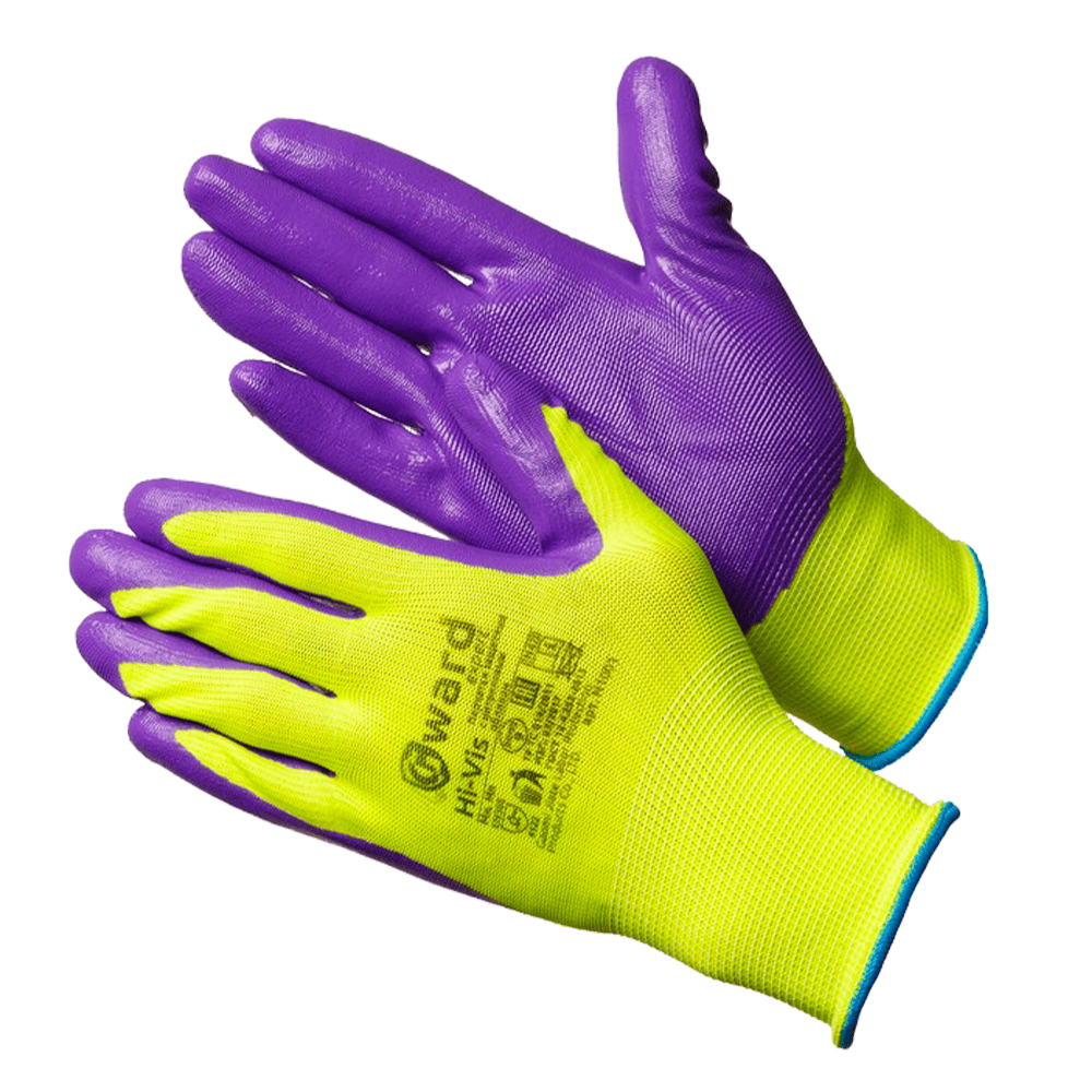 Перчатки Gward Hi-Vis нейлоновые с нитриловым покрытием, N1001