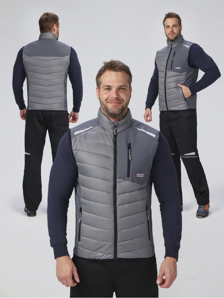 Жилет утепленный ProfLineLeader (тк.Нейлон/Софтшел), серый