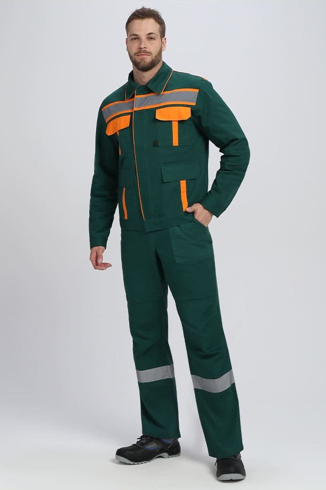 Костюм ИТР СОП IMP (тк.Саржа,250) брюки, т.зеленый/оранжевый