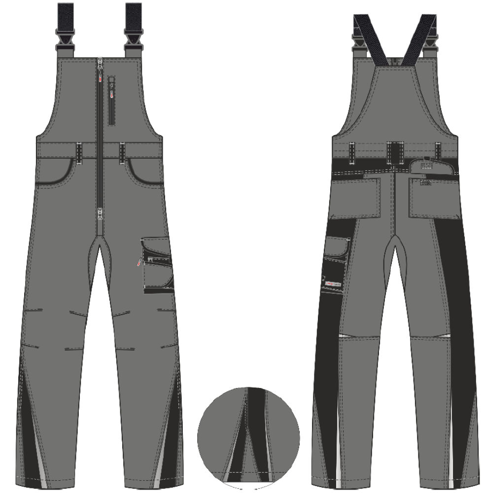 Полукомбинезон ProfLineLeader (тк.Хлопок/Спандекс,260), серый/черный