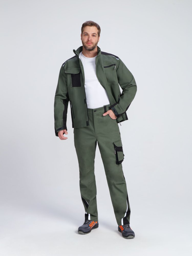 Костюм ProfLineLeader-1 (тк.Хлопок/Спандекс,260) брюки, хаки/черный