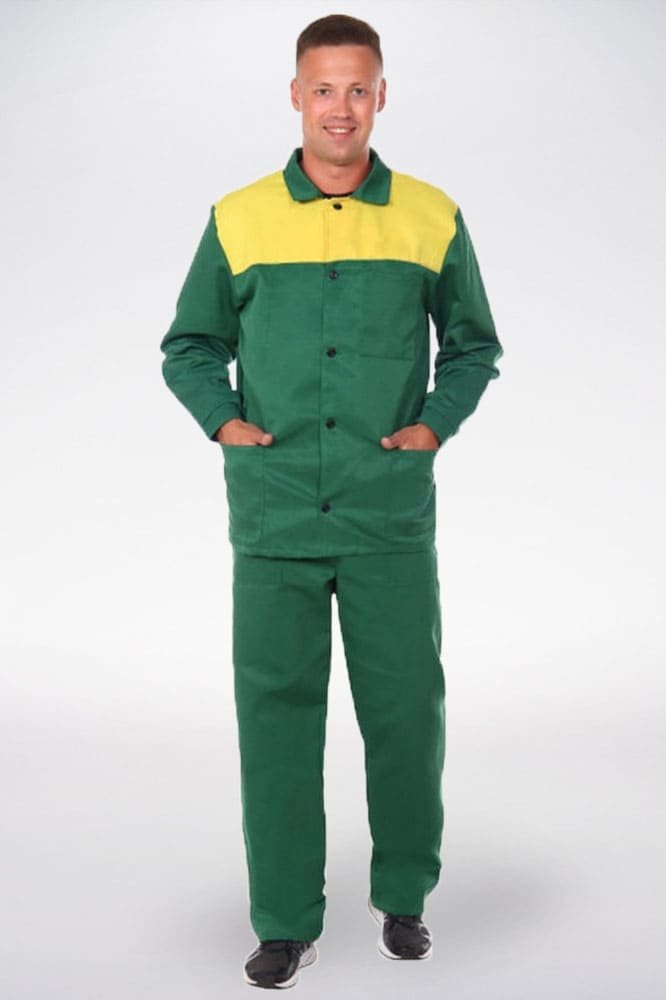 Костюм Стандарт (тк.Смесовая,210) брюки ЭТ, зеленый/желтый