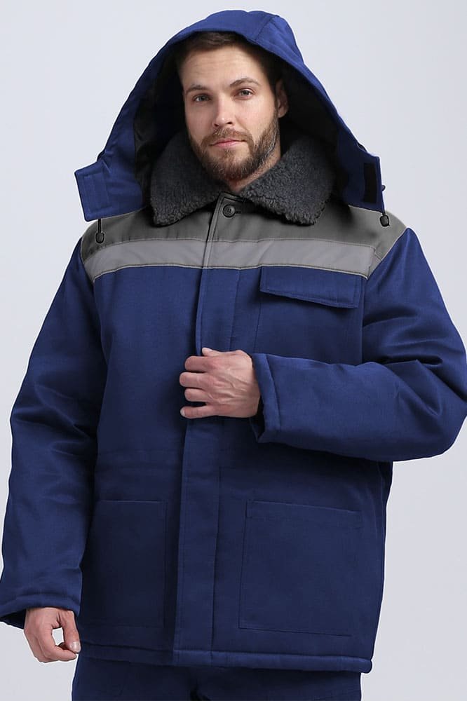 Куртка зимняя Бригада NEW (тк.Смесовая,210), т.синий/серый