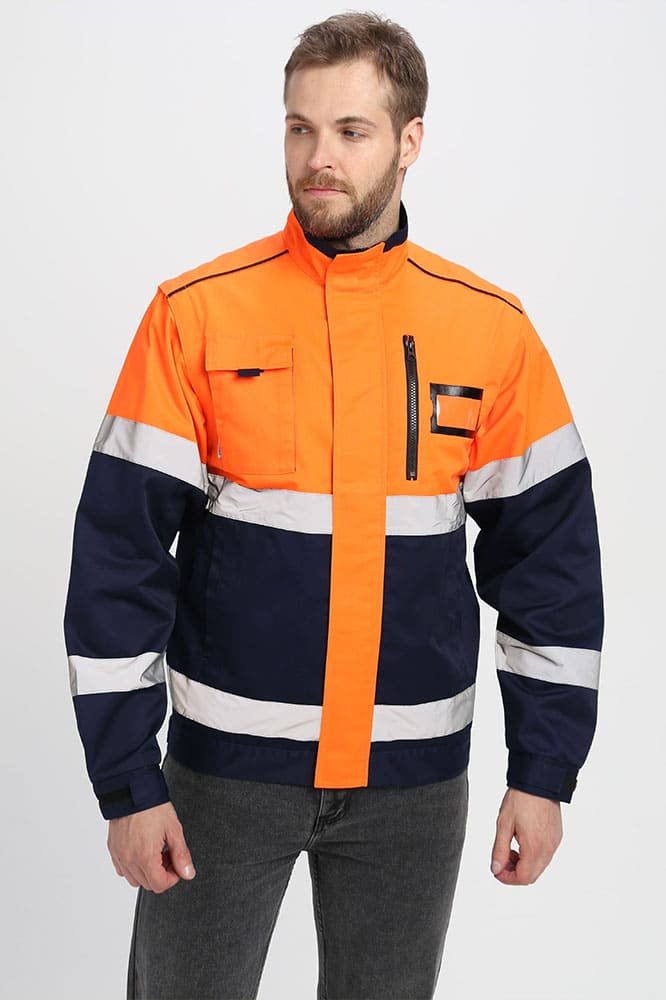 Куртка-трансформер сигнальная Profline Specialist (тк.Смесовая,240), оранжевый/т.синий