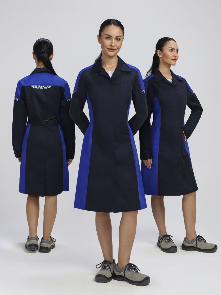 Халат женский ProfLineSpecialist (тк.Смесовая,240), т.синий/васильковый