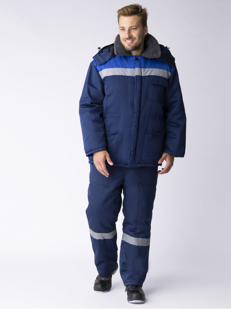 Костюм зимний Труженик-Ультра-1 СОП  (тк.Смесовая,210) брюки, т.синий/васильковый