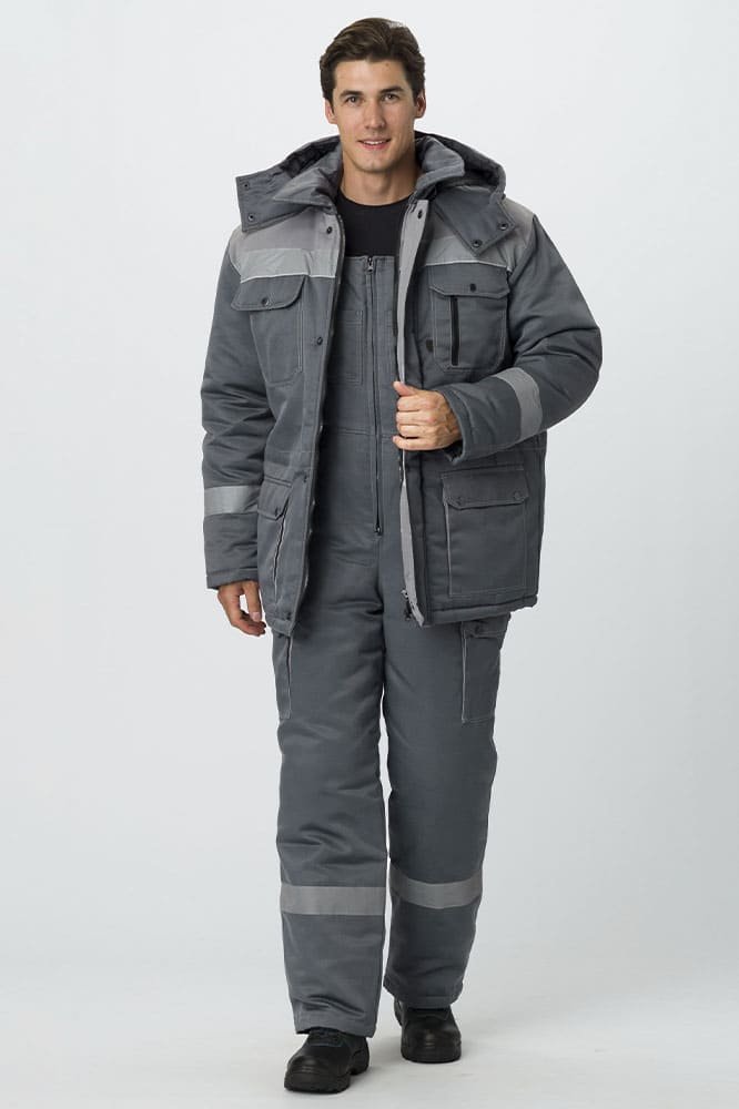 Костюм зимний Титан (тк.Смесовая,210) п/к, серый/св.серый