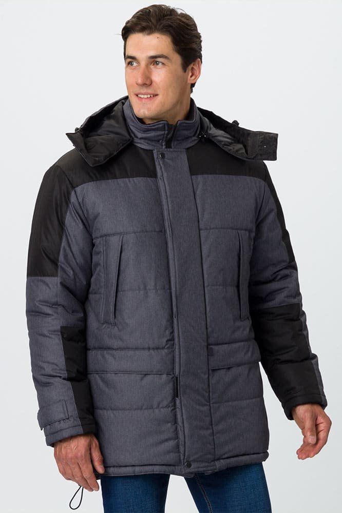 Куртка зимняя Премиум CH (тк.Мембрана), т.серый меланж/черный
