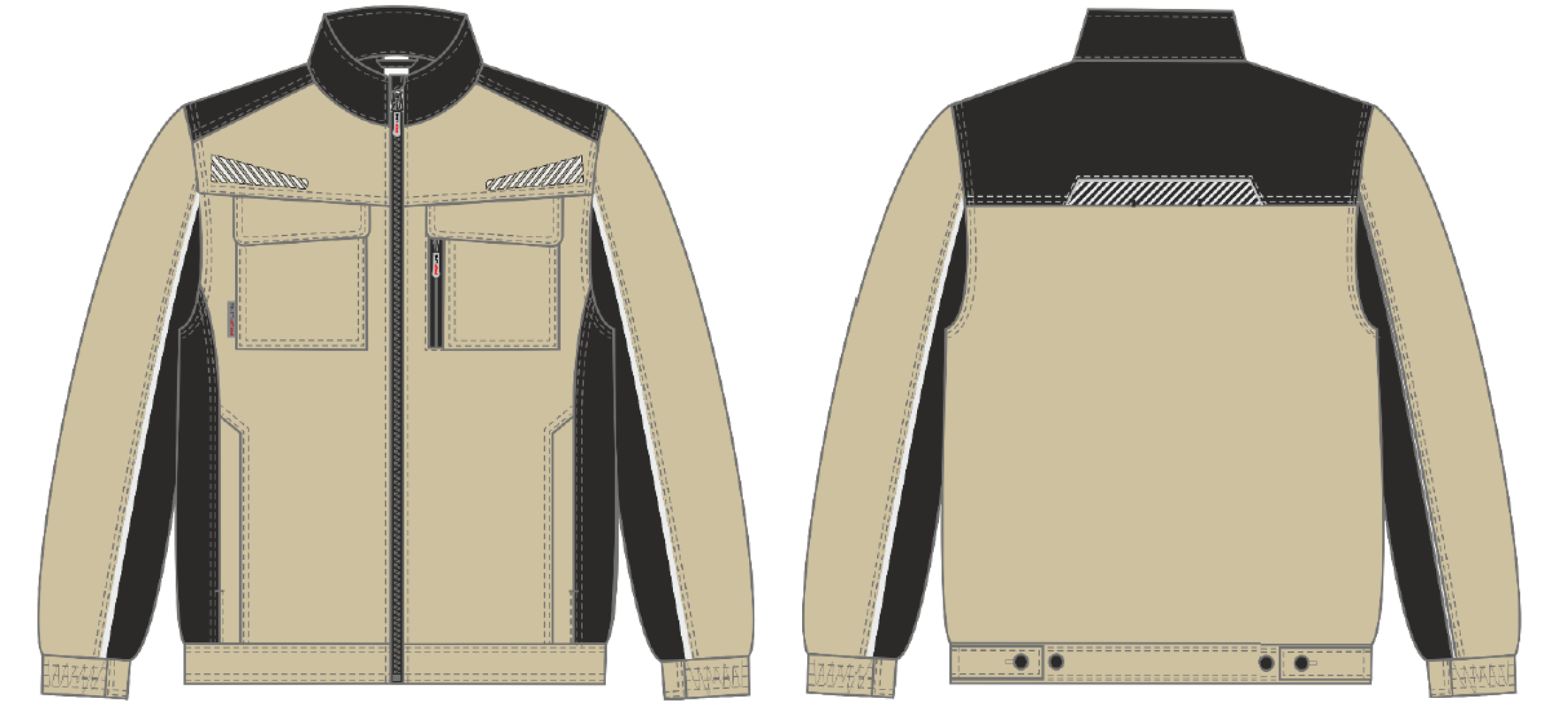 Куртка ProfLineSpecialist (тк.Смесовая,240), бежевый/черный