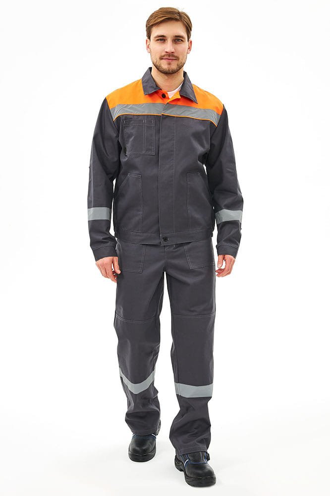 Костюм Липецк-2 СОП CH (тк.Смесовая,280) п/к, т.серый/оранжевый