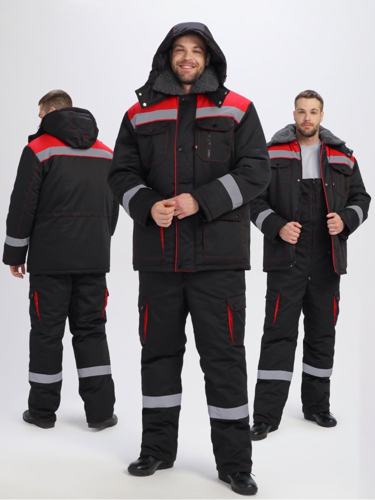 Костюм зимний Титан-Ультра (тк.Смесовая,240) п/к, черный/красный