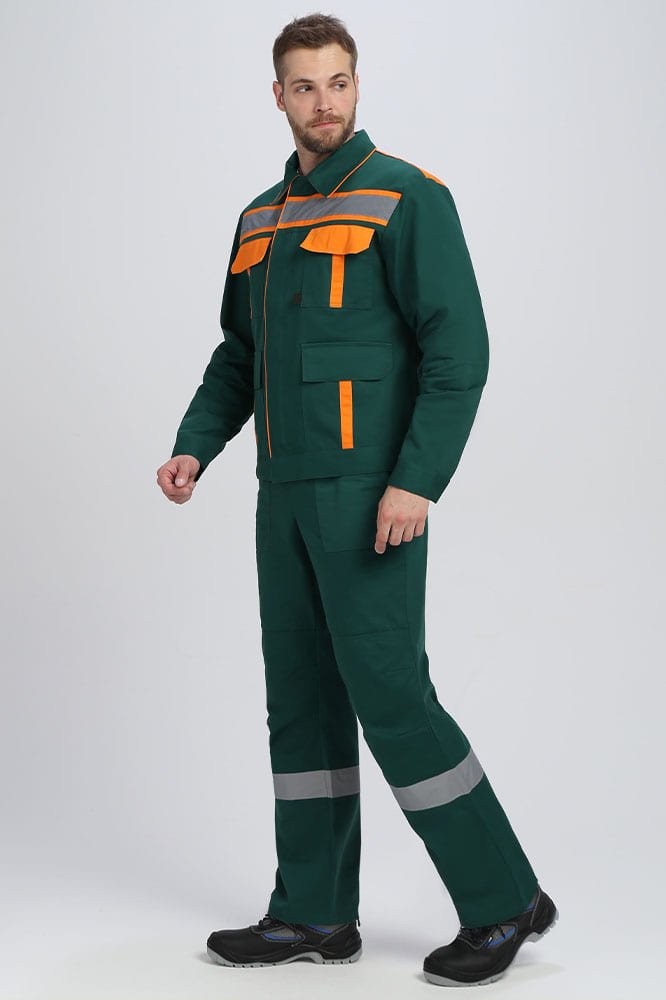 Костюм ИТР СОП IMP (тк.Саржа,250) п/к, т.зеленый/оранжевый