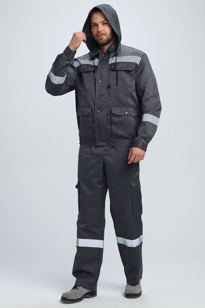 Костюм Титан-2 СОП с капюшоном CH (тк.Смесовая,210) п/к, т.серый/св.серый