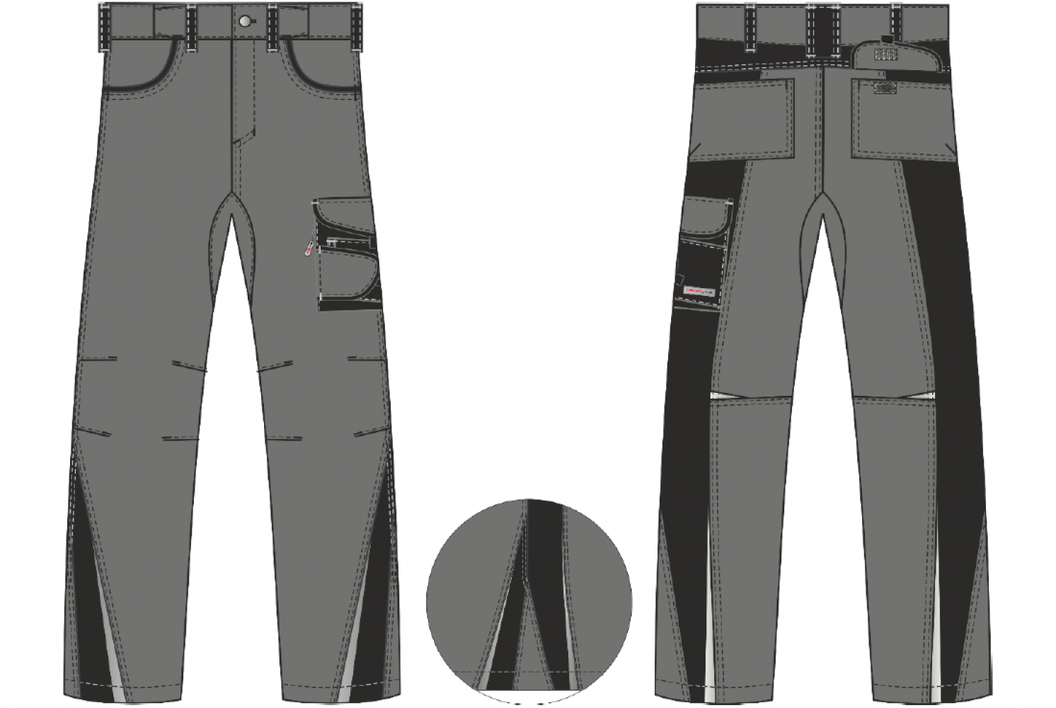 Брюки ProfLineLeader (тк.Хлопок/Спандекс,260), серый/черный