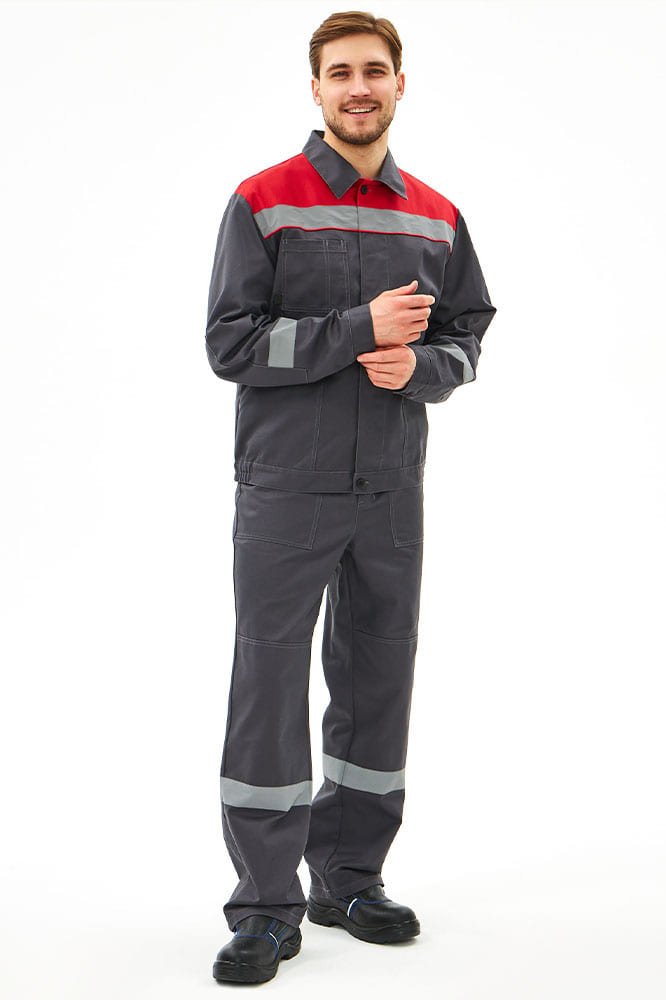 Костюм Липецк-2 СОП CH (тк.Смесовая,280) п/к, т.серый/красный