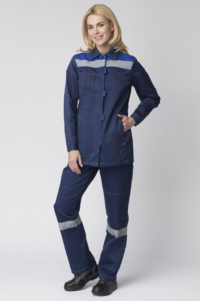Костюм женский Весна-1 СОП CH (тк.Смесовая,210) брюки, т.синий/васильковый