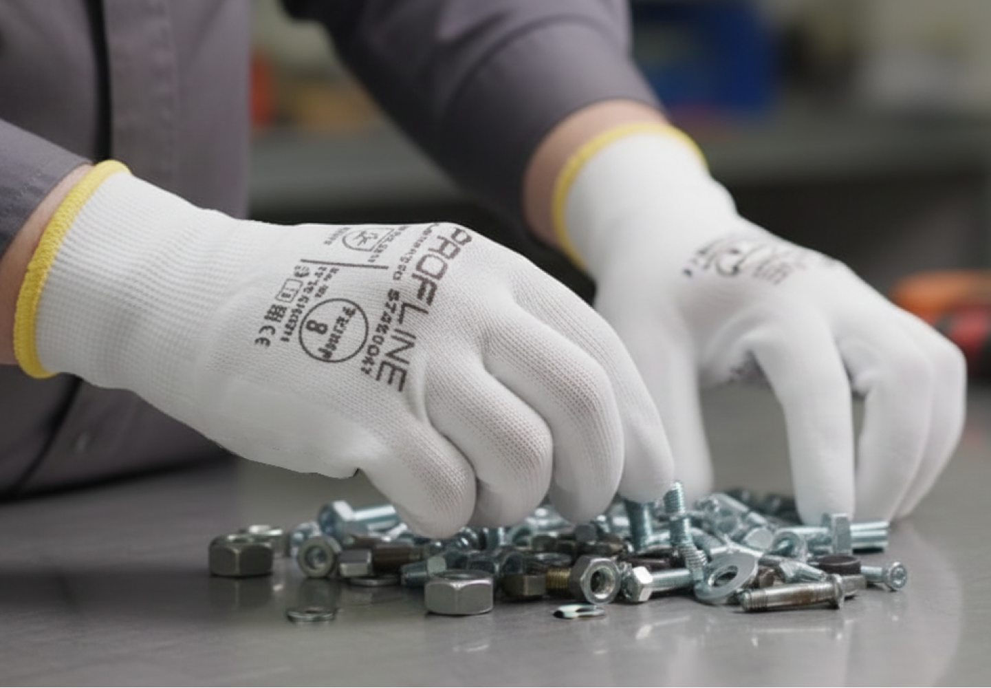 Перчатки ProfLineSpecialist нейлоновые с ПУ-покрытием, белый