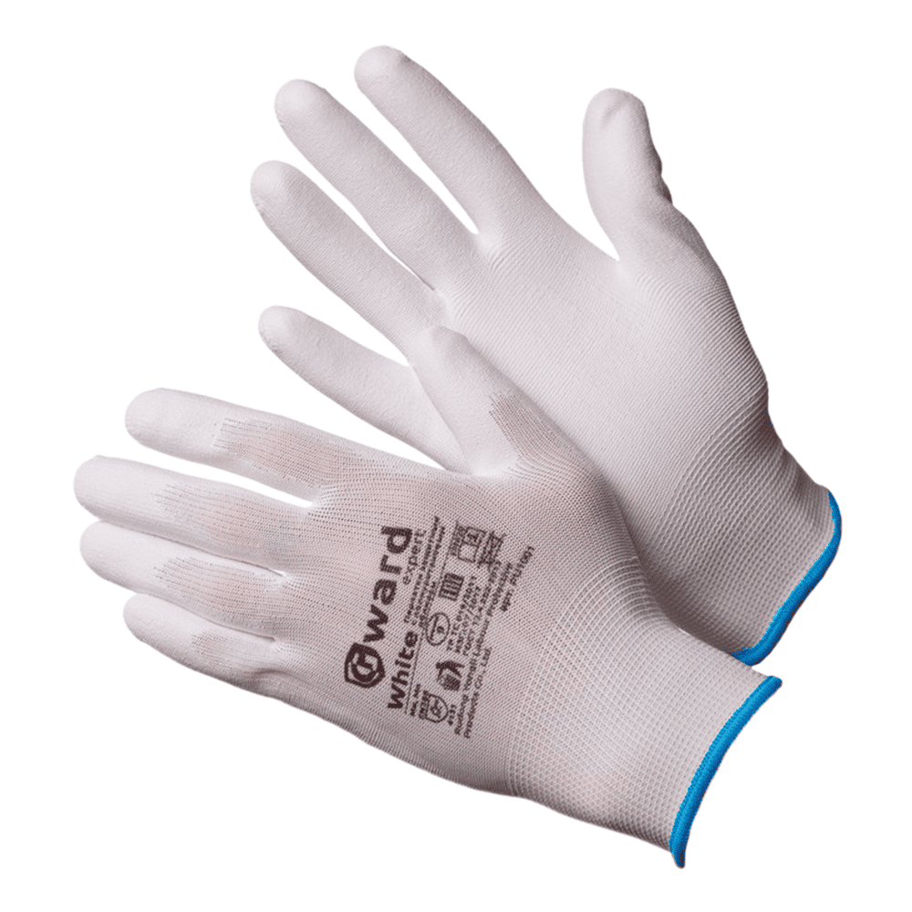 Перчатки Gward нейлоновые с полиуретановым покрытием, белый, PU1001