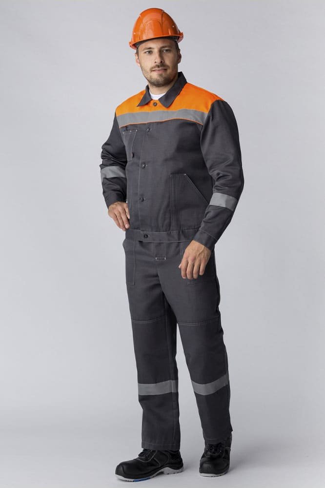 Костюм Легион-1 СОП (тк.Смесовая,210) брюки Леон, т.серый/оранжевый