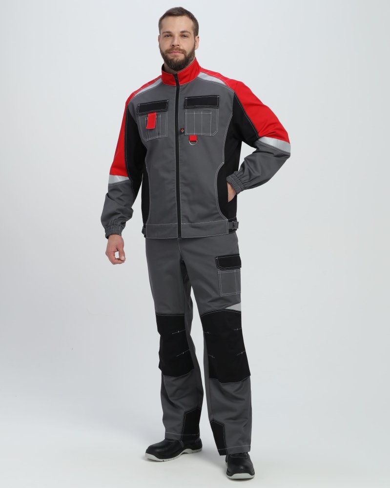 Костюм Формула-1 CH (тк.Смесовая, 240) брюки, серый/черный/красный