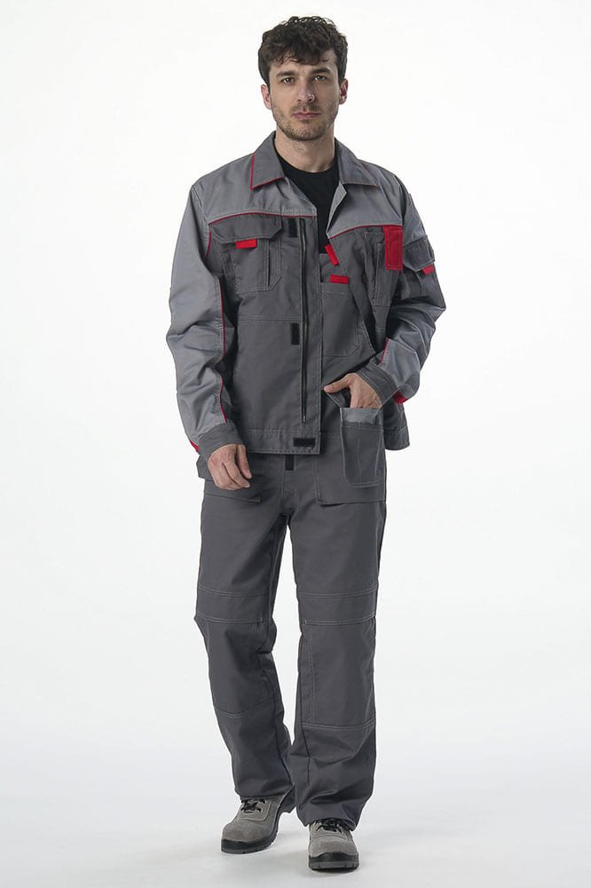 Костюм Союз-Профессионал-2 CH (тк.Смесовая,240) п/к, т.серый/св.серый/красный