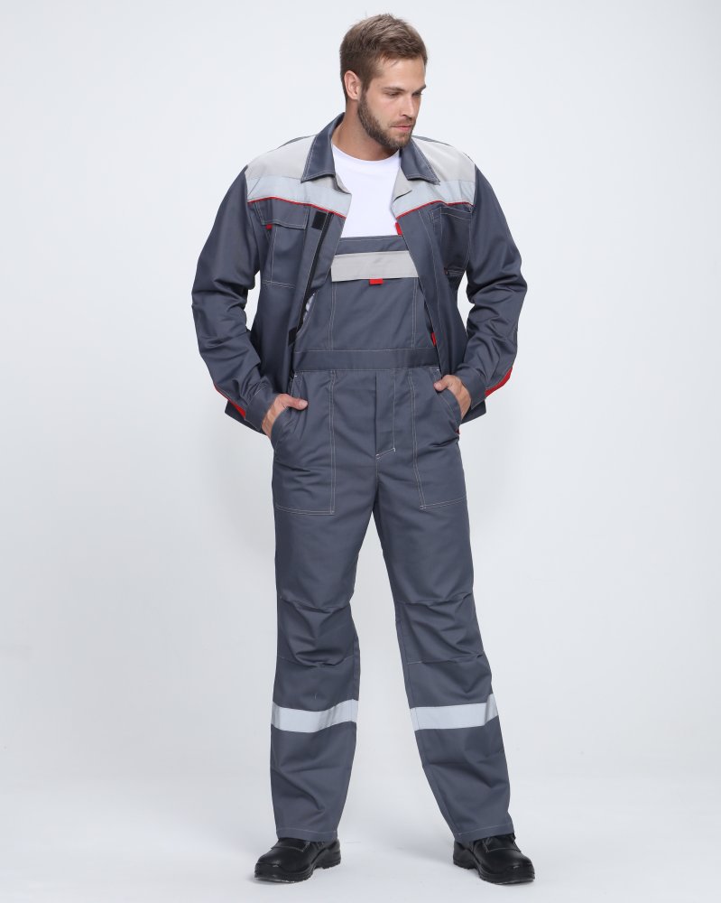 Костюм Фаворит-2 Премиум СОП (тк.Смесовая,240) п/к, т.серый/серый/красный