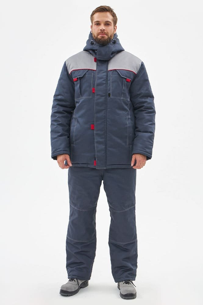 Костюм зимний Фаворит-2 Премиум IMP (тк.Смесовая,240) п/к, т.серый/св.серый/красный