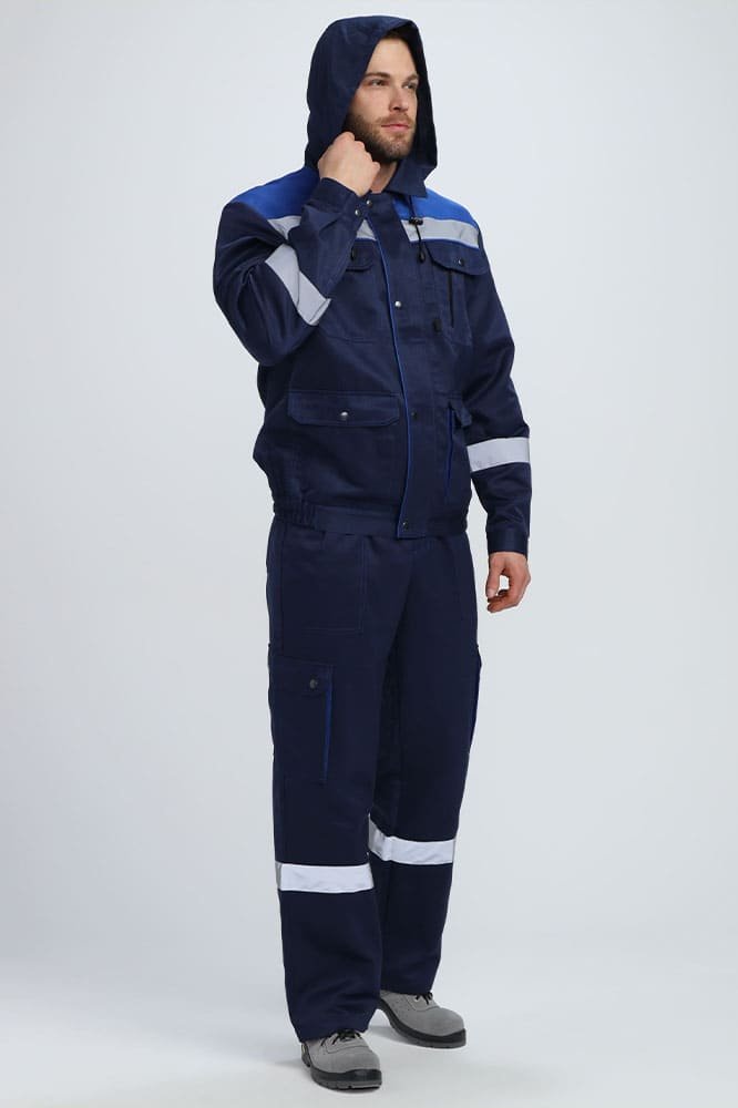 Костюм Титан-2 СОП с капюшоном CH (тк.Смесовая,210) п/к, т.синий/васильковый