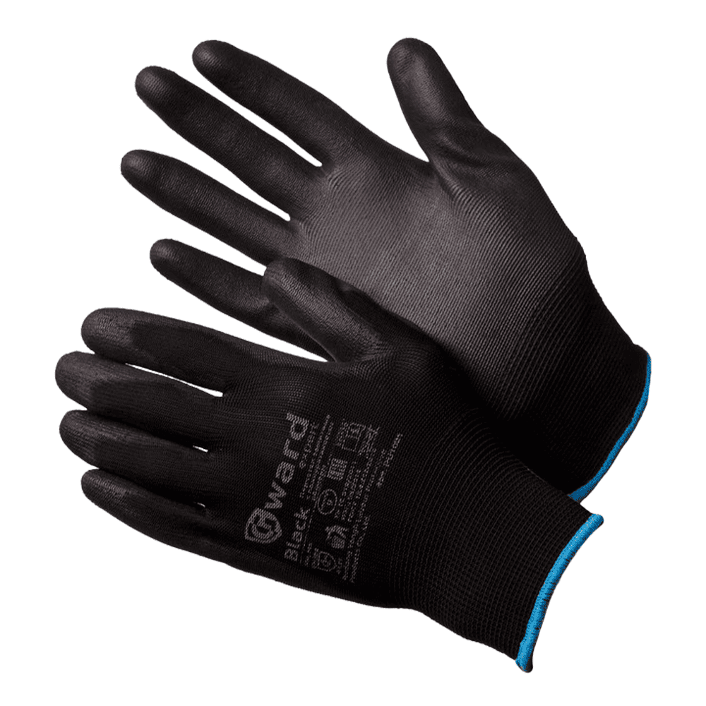 Перчатки Gward нейлоновые с полиуретановым покрытием, черный, PU1001