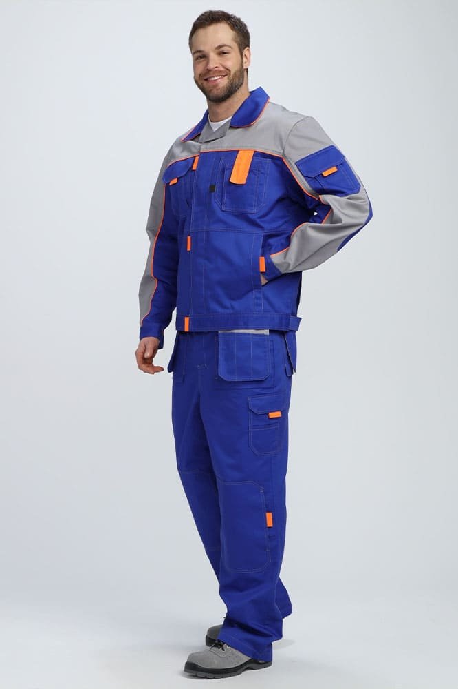 Костюм Союз-Профессионал-1 CH (тк.Смесовая,240) брюки, васильковый/св.серый/оранжевый