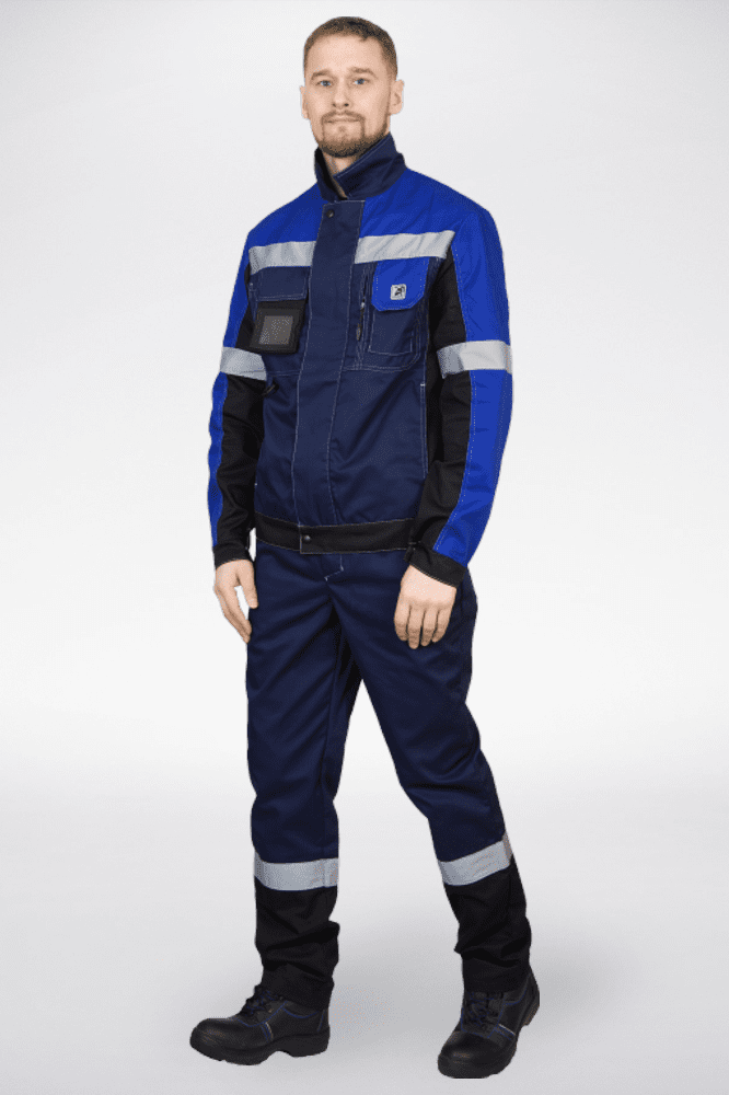 Костюм рабочий Виват New, куртка+брюки, темно-синий+черный+василек