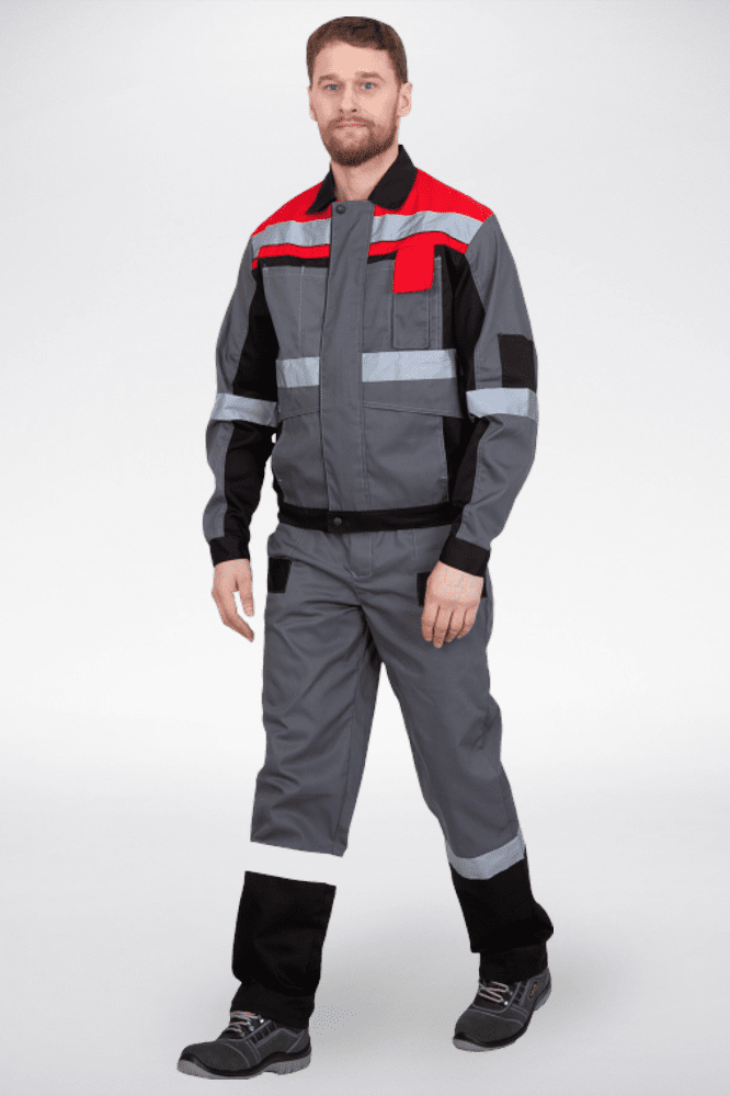 Костюм рабочий Виват, куртка+брюки, серый+красный