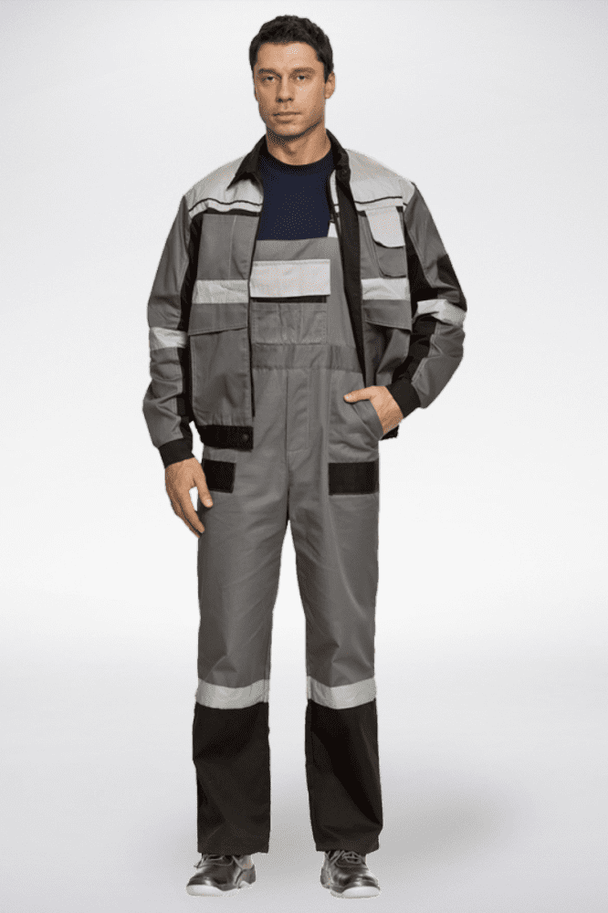 Костюм рабочий Виват, куртка+полукомбинезон, серый+серый